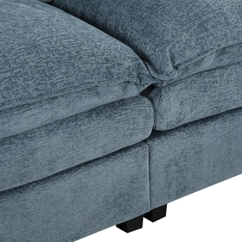 U-Shaped Chenille Sectional Sofa with Adjustable Armrest Pillows -