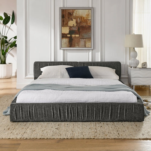 Queen Size Upholstered Bed Frame with Chenille