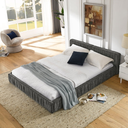 Queen Size Upholstered Bed Frame with Chenille