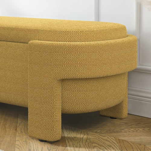 Linen Fabric Upholstered Bench with Large Storage Space for the Living