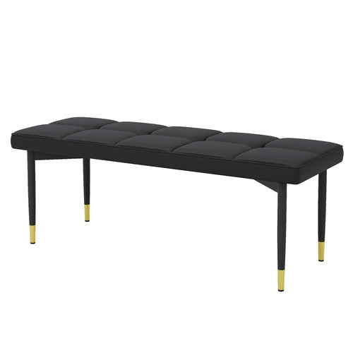 Multifunctional Black Shoe Bench - Faux PU Cushion, Sturdy Metal Legs