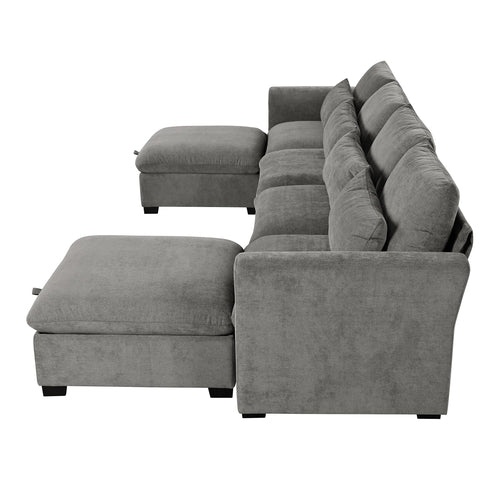 U-shaped Freely Transformable Modular Corner Sofa with Two Ottomans