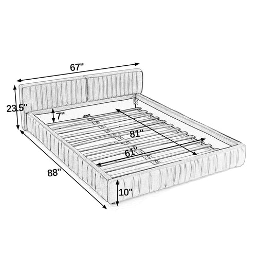 Queen Size Upholstered Bed Frame with Chenille