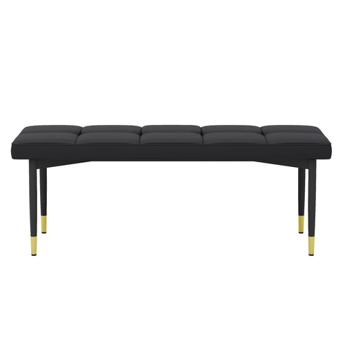 Multifunctional Black Shoe Bench - Faux PU Cushion, Sturdy Metal Legs