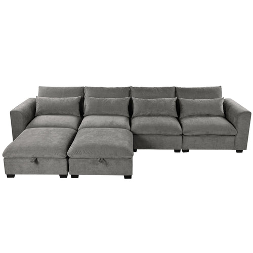 U-shaped Freely Transformable Modular Corner Sofa with Two Ottomans