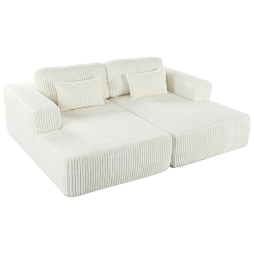 Corduroy Double Sofa Bed with 2 Pillows, Perfect for Living Rooms,