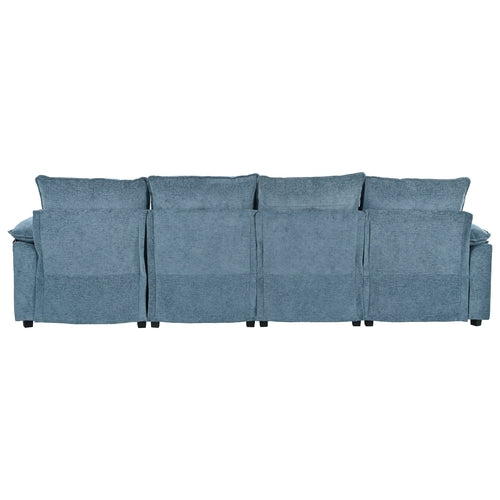 U-Shaped Chenille Sectional Sofa with Adjustable Armrest Pillows -