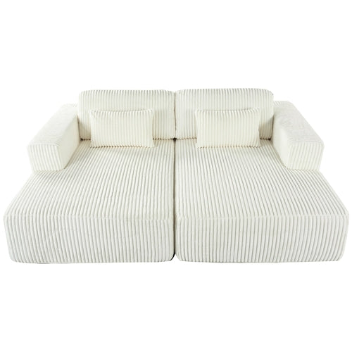 Corduroy Double Sofa Bed with 2 Pillows, Perfect for Living Rooms,
