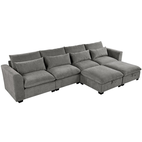 U-shaped Freely Transformable Modular Corner Sofa with Two Ottomans