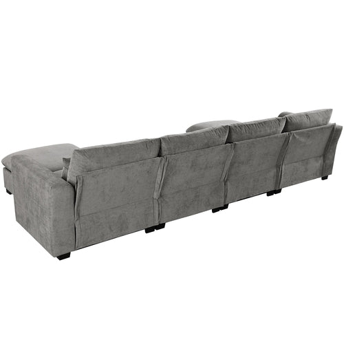 U-shaped Freely Transformable Modular Corner Sofa with Two Ottomans