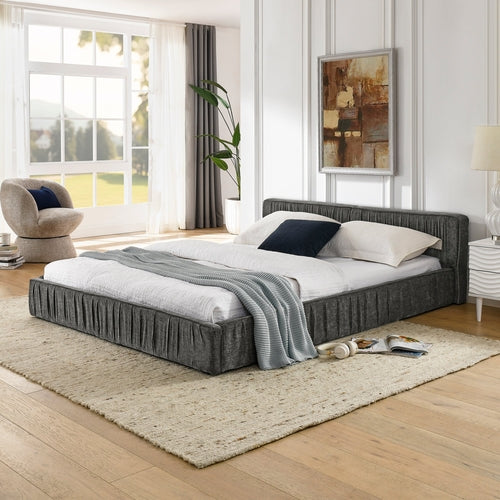 Queen Size Upholstered Bed Frame with Chenille