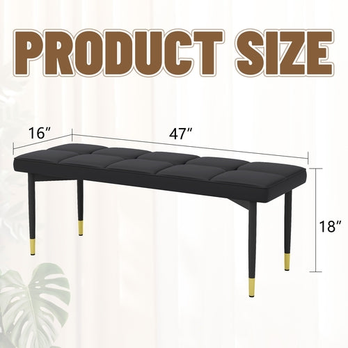 Multifunctional Black Shoe Bench - Faux PU Cushion, Sturdy Metal Legs